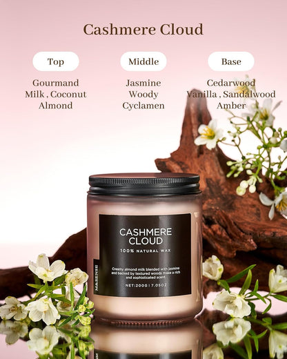 M&SENSE Creamy Almond Milk Scented Candles, Organic Natural Soy Wax Clean Non Toixc 7.05oz 50 Hour