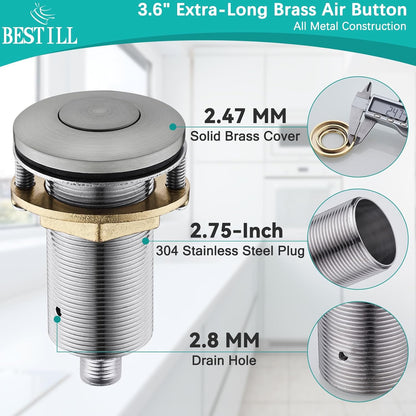 BESTILL Garbage Disposal Air Switch Kit - UL Listed, Brass 3.6" Long Push Button for Waste