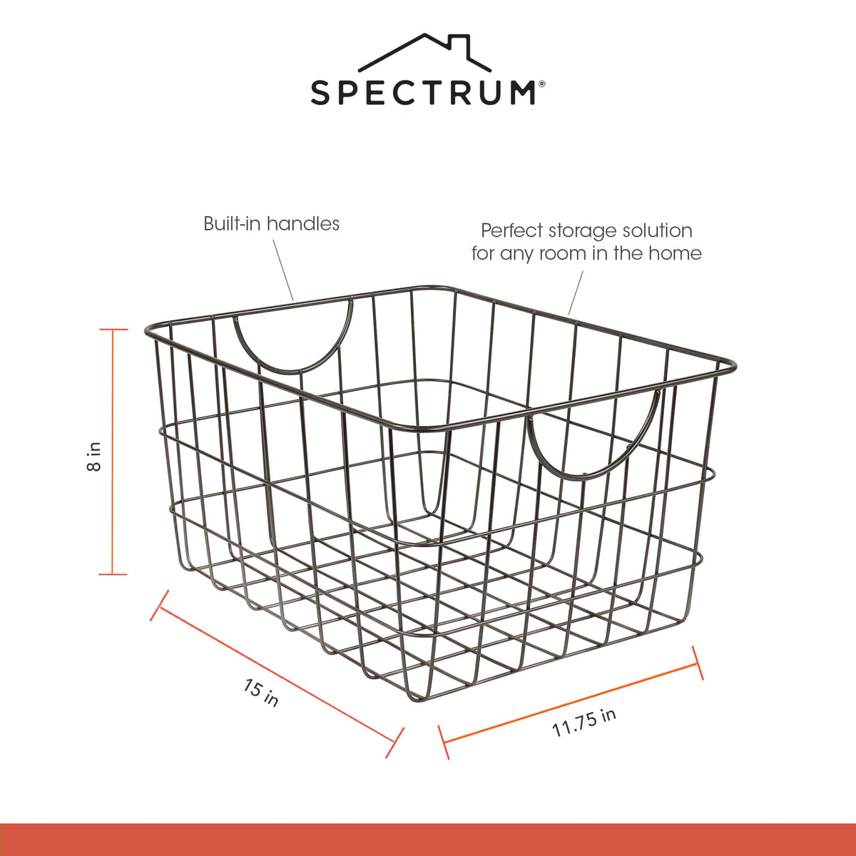 Spectrum Utility Steel Wire Storage Basket for Kitchen Pantry Organization & Closet Shelves with