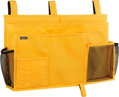 Surblue Caddy Hanging Organizer Bedside Storage Bag for Bunk and Hospital Beds, Yellow, L