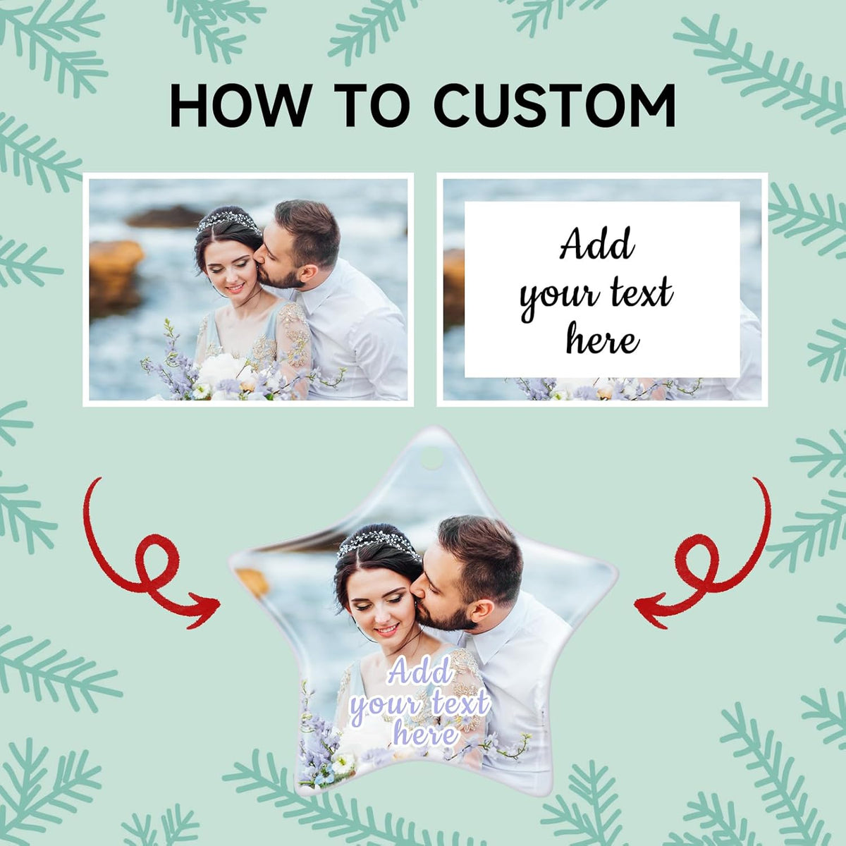 Personalized Christmas Ornaments 2025 Ceramic Custom Picture Text Hanging Ornament Customized