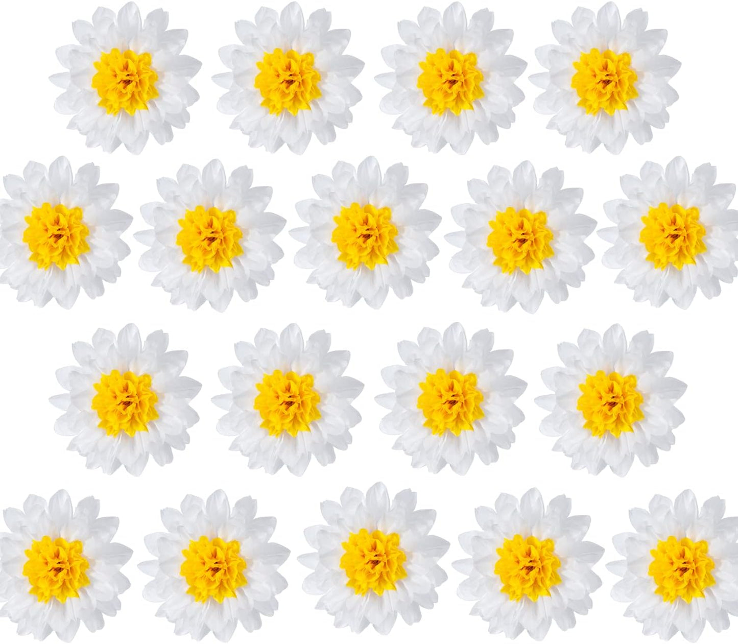 MISU Daisy Flower Party Decorations White Tissue Pom Poms for Classroom Baby Shower Wedding