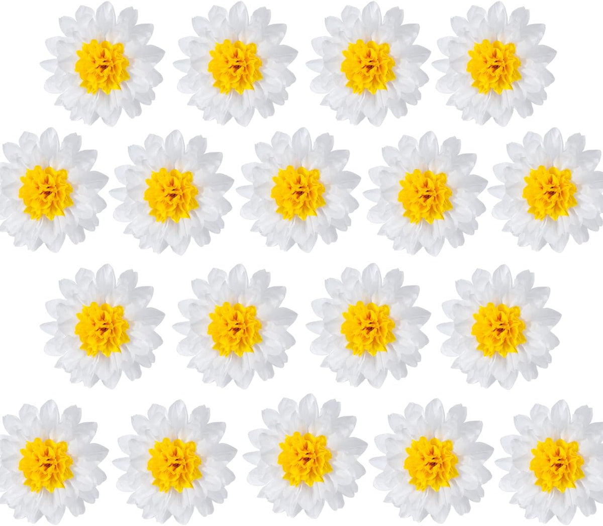 MISU Daisy Flower Party Decorations White Tissue Pom Poms for Classroom Baby Shower Wedding