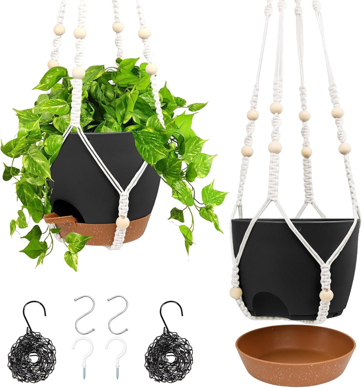 Hanging Planters for Indoor Outdoor Plants, 2 Pack Self Watering Hanging Pots, Hanging Plant