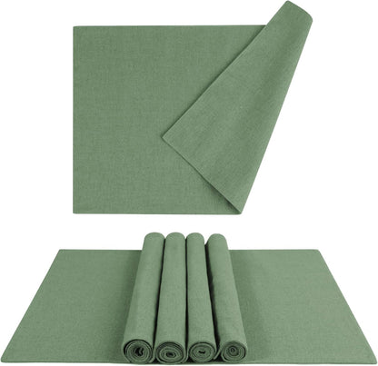MANSPHIL Sage Green Cloth Placemats Set of 6, Double Layer Faux Linen Place Mats Heat Resistant