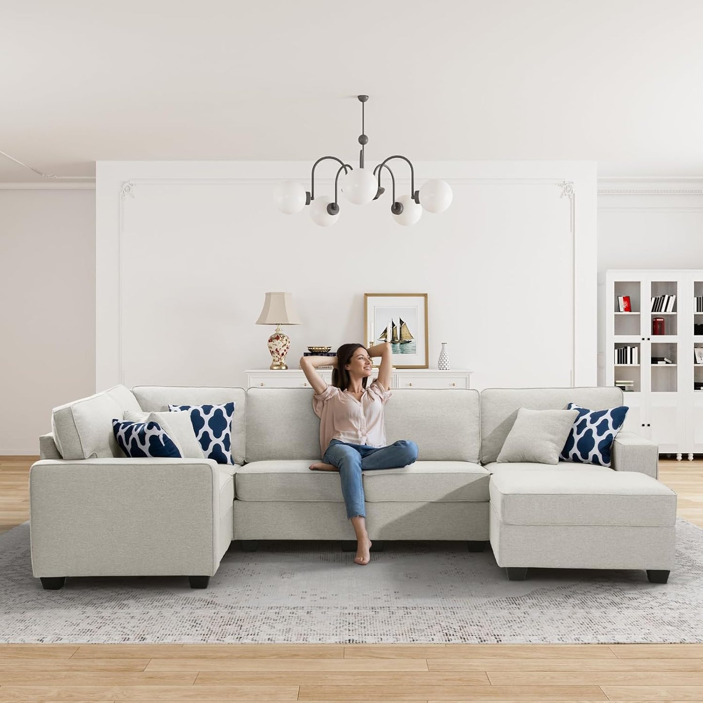 L Lengend Vansen Modular Sectional Sofa U Shaped Couch with Ottoman Modern Reversible Corner