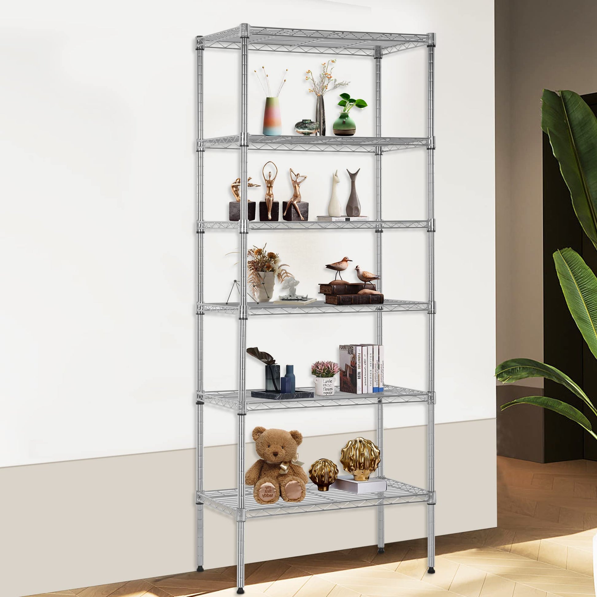 FDW 6 Tier Wire Shelving Units 23L x 13W x 59H Adjustable Metal Storage Rack NSF Pantry Shelves