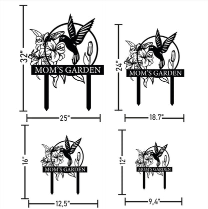 Custom Hummingbird Metal Garden Sign with Stakes, Bird Garden Decorations, Flower Design