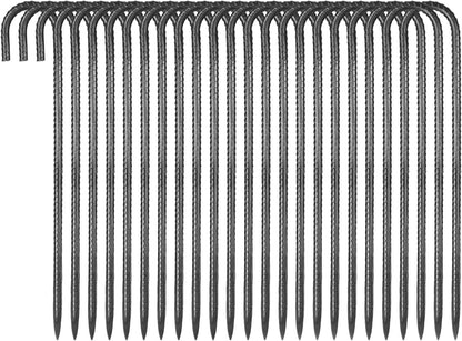 VEVOR Rebar Stakes, 16-Inch, Heavy-Duty 0.4 in Diameter J Hook, Galvanized Steel Ground Anchors