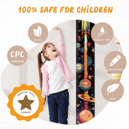 Personalized Name Growth Chart Wall Decor for Kids – Canvas Removable Height Chart Measuring Ruler