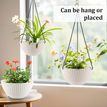 Hanging Planters for Indoor Outdoor Plants 8/10 Inch, 4 Packs Plant Hanger with Drainage Holes