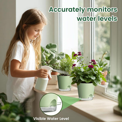 6 inch Self Watering Pots for Indoor Outdoor Plants, 3 Pack Flower Plant Pots with Drainage Holes