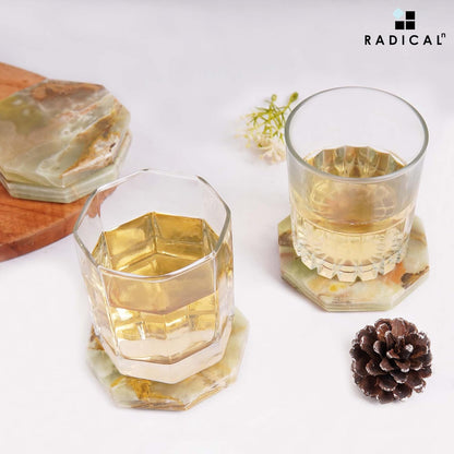 Radicaln Marble Coasters Star 3.5" Inches Green Onyx Handmade Marble Drink Coasters for Home and