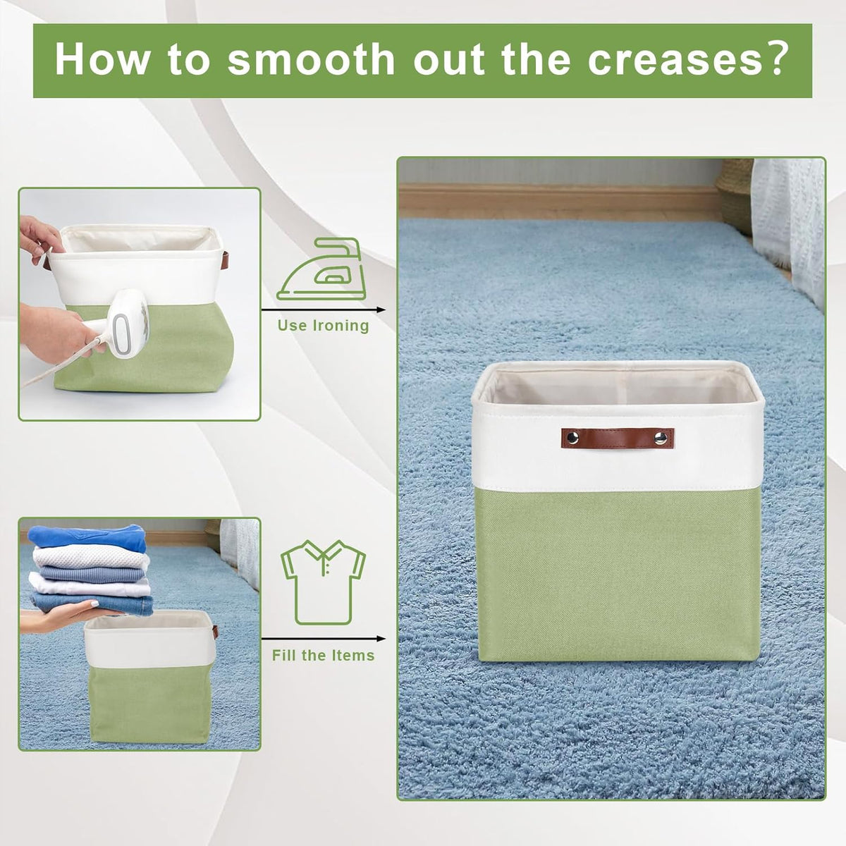 13x13 Cube Storage Bins, Collapsible Fabric Storage Box, 4 Pack Closet Baskets with Handles for