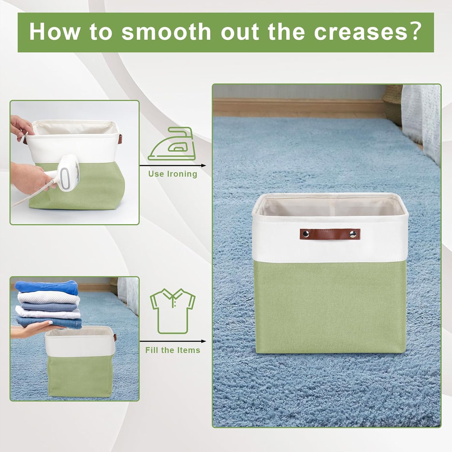 13x13 Cube Storage Bins, Collapsible Fabric Storage Box, 4 Pack Closet Baskets with Handles for