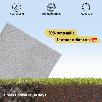 Swedish Dishcloths for Kitchen | 10 Pack Absorbent Cellulose Sponge Cloths Washable | Non-Scratch