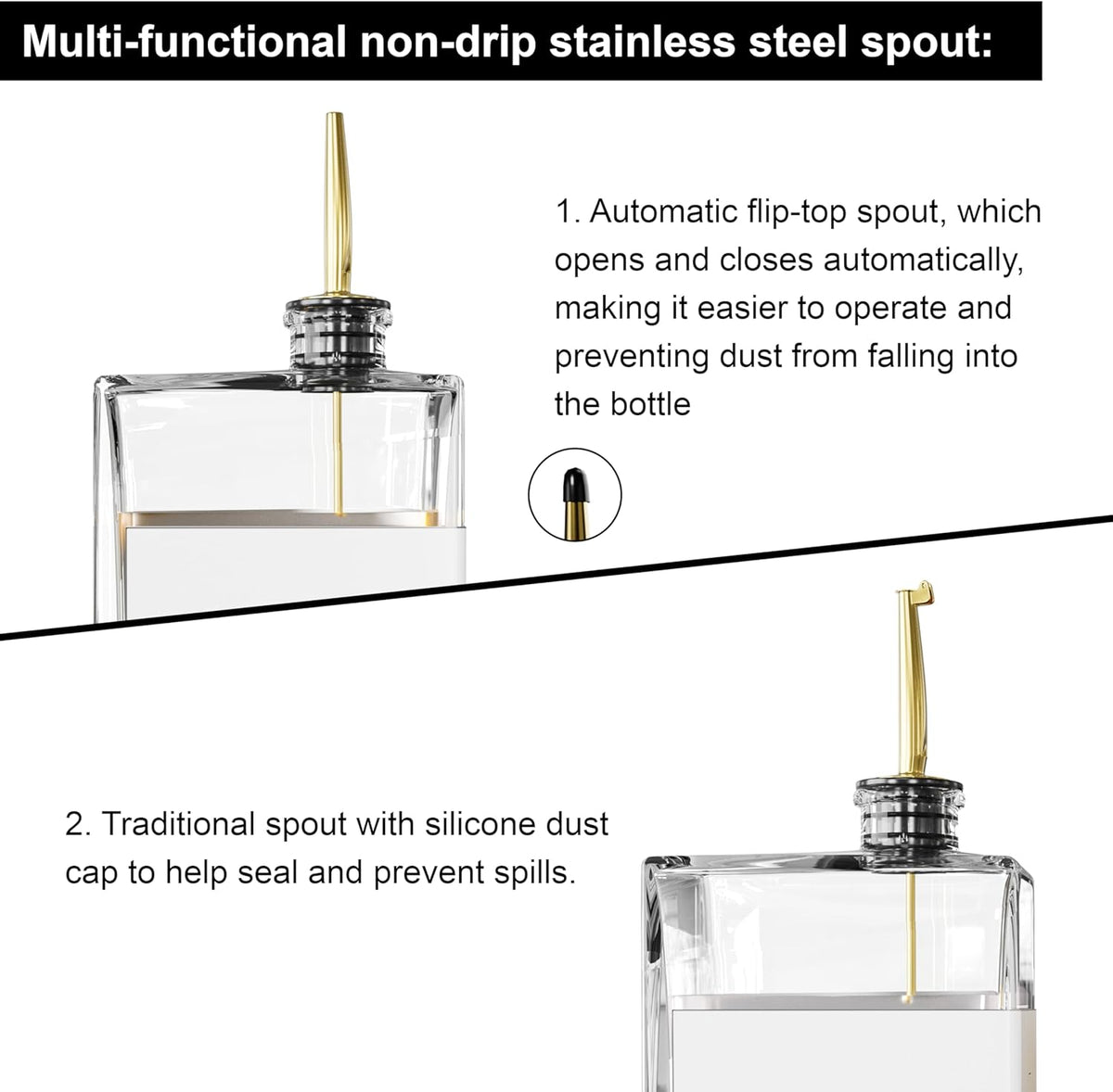 Olive Oil Dispenser for Kitchen, 16.9 oz/ 500 ml Olive Oil Dispenser Bottle, Glass Oil Bottles for