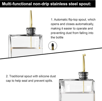 Olive Oil Dispenser for Kitchen, 16.9 oz/ 500 ml Olive Oil Dispenser Bottle, Glass Oil Bottles for