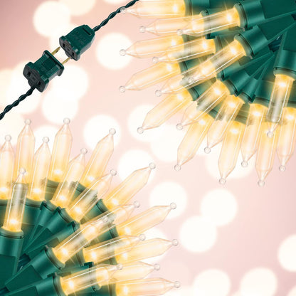 100LIGHTS WARM WHITE Extra-Bright With End Connectors Christmas Decorative Lights 5.98m UL
