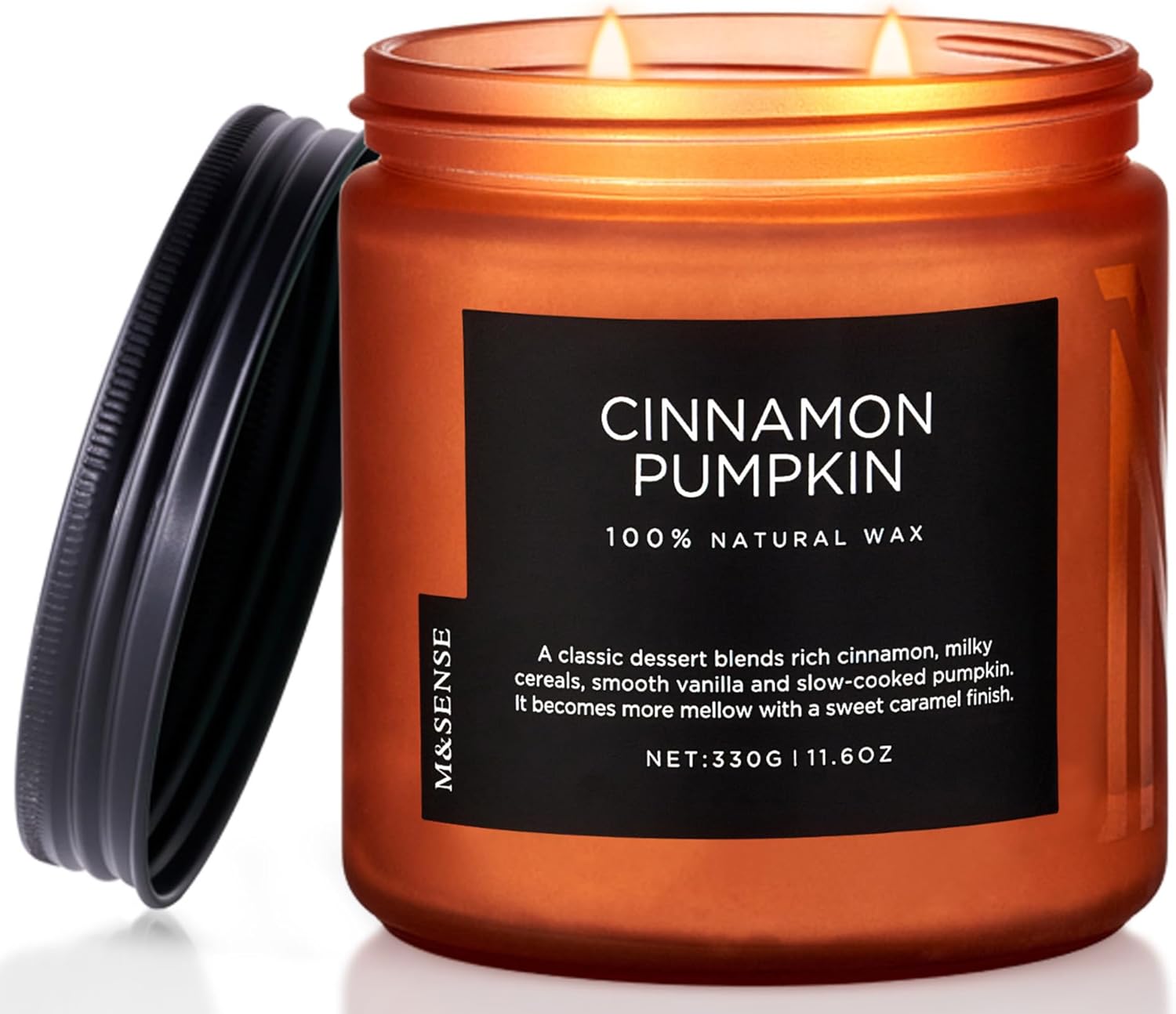 M&SENSE Cinnamon Pumpkin Fall Scented Candles, 11.6oz Soy Natural Candles 70 Hours Long Lasting