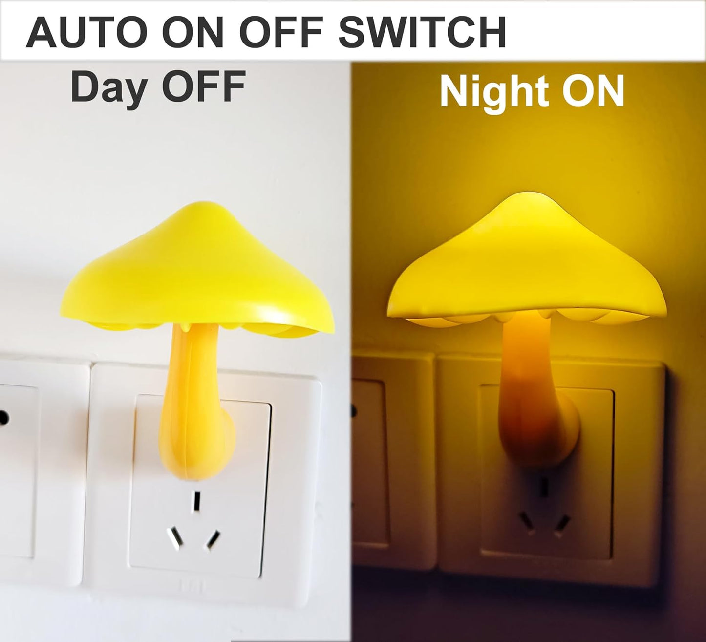 AUSAYE 3 Pack Sensor LED Mushroom Night Light Plug in Lamp Cute Night Lights for Adults Kids