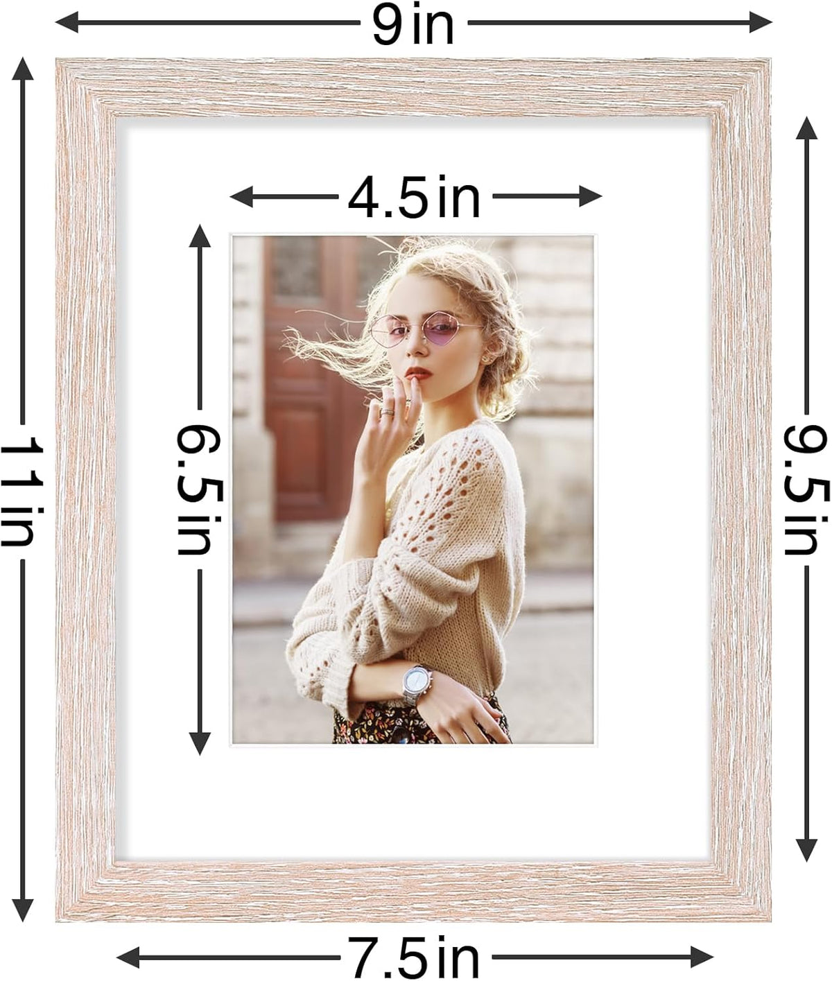 Vittanly 8x10 Picture Frames Set of 9, Shatter Resistant Plexiglass, Display 5x7 Pictures with Mat