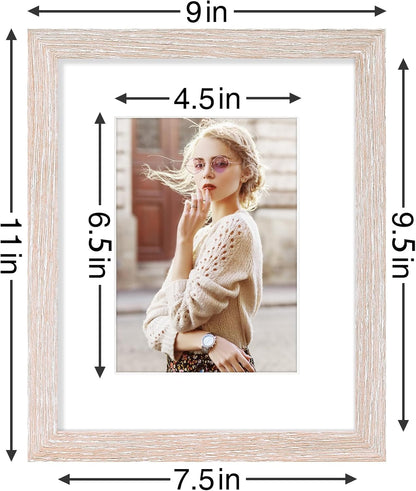 Vittanly 8x10 Picture Frames Set of 9, Shatter Resistant Plexiglass, Display 5x7 Pictures with Mat