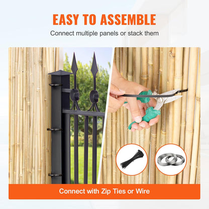VEVOR Natural Rolled Bamboo Fence, Eco-Friendly Privacy Screen - 4 ft H x 6 ft L x 0.75 in D