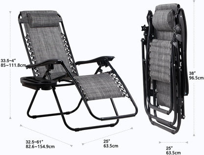 Nazhura Set of 2 Relaxing Recliners Patio Chairs Adjustable Steel Mesh Zero Gravity Lounge Chair