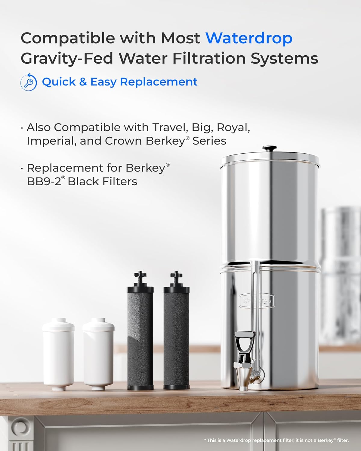 [New Upgraded Ultrafiltration] Waterdrop Black and Fluoride Water Filter, Replacement for Berkey®