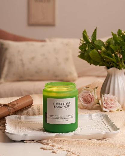 M&SENSE Fir & Orange Large Candle for Home Scented 19.4oz 110 Hour Clean Non Toxic Long Lasting