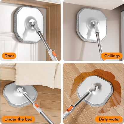 Spin Mop and Bucket Set with Separate Dirty and Clean Water,360° Spin Mop and Bucket System with
