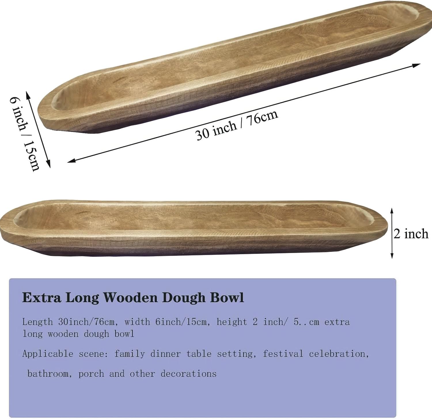 Wooden Dough Bowl Decor, Vintage Wooden Bowl Hand Carved Home Decor for Dining Table Center, Living
