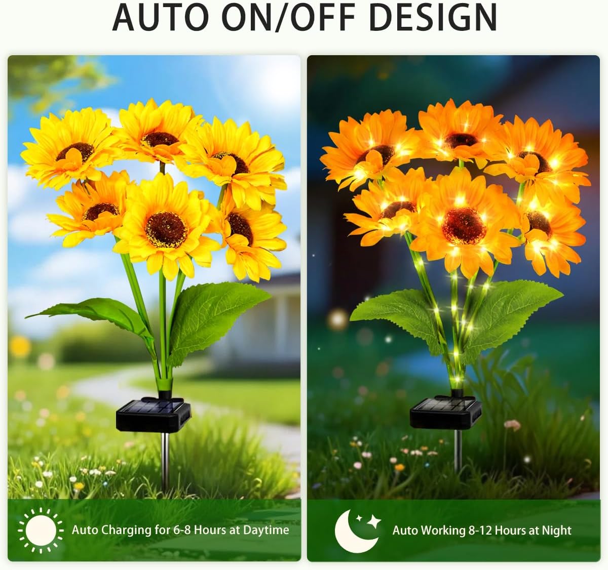 Solar Sunflower Lights 6 Pack with 36 Sunflower Solar Lights Outdoor Garden Decor Birthday Gift for