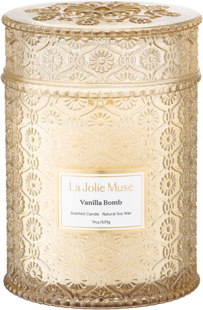 LA JOLIE MUSE Fall Candle | Vanilla Bomb Candle –Vanilla, Lemon Zest & Patchouli |19 oz Large