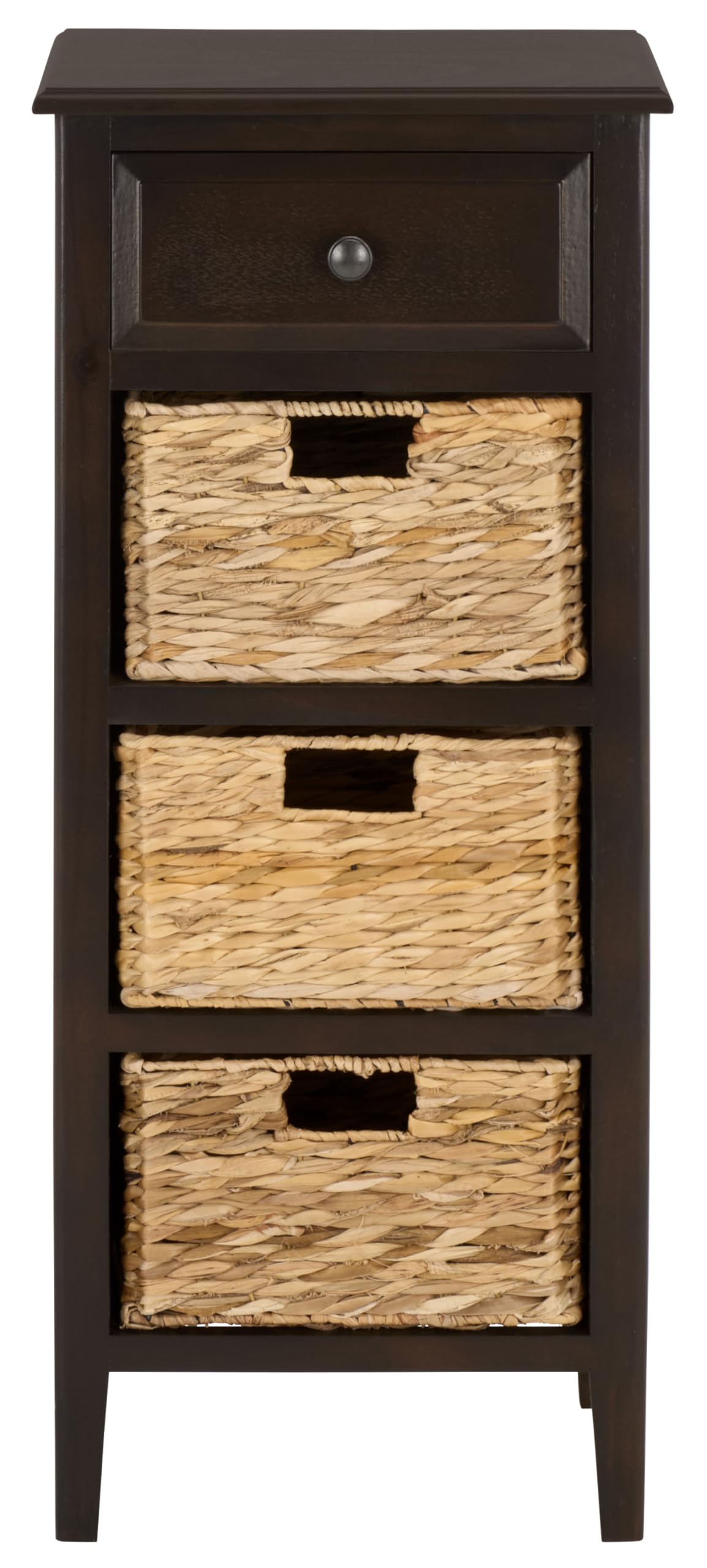 SAFAVIEH Furniture - Michaela 1-Drawer Storage Unit - Dark Chocolate - Solid Wood - Farmhouse