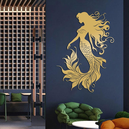 Veplsur Mermaid Metal Wall Art, Metal Mermaid Wall Decor, Marine Biology Wall Decor, Ocean Wall