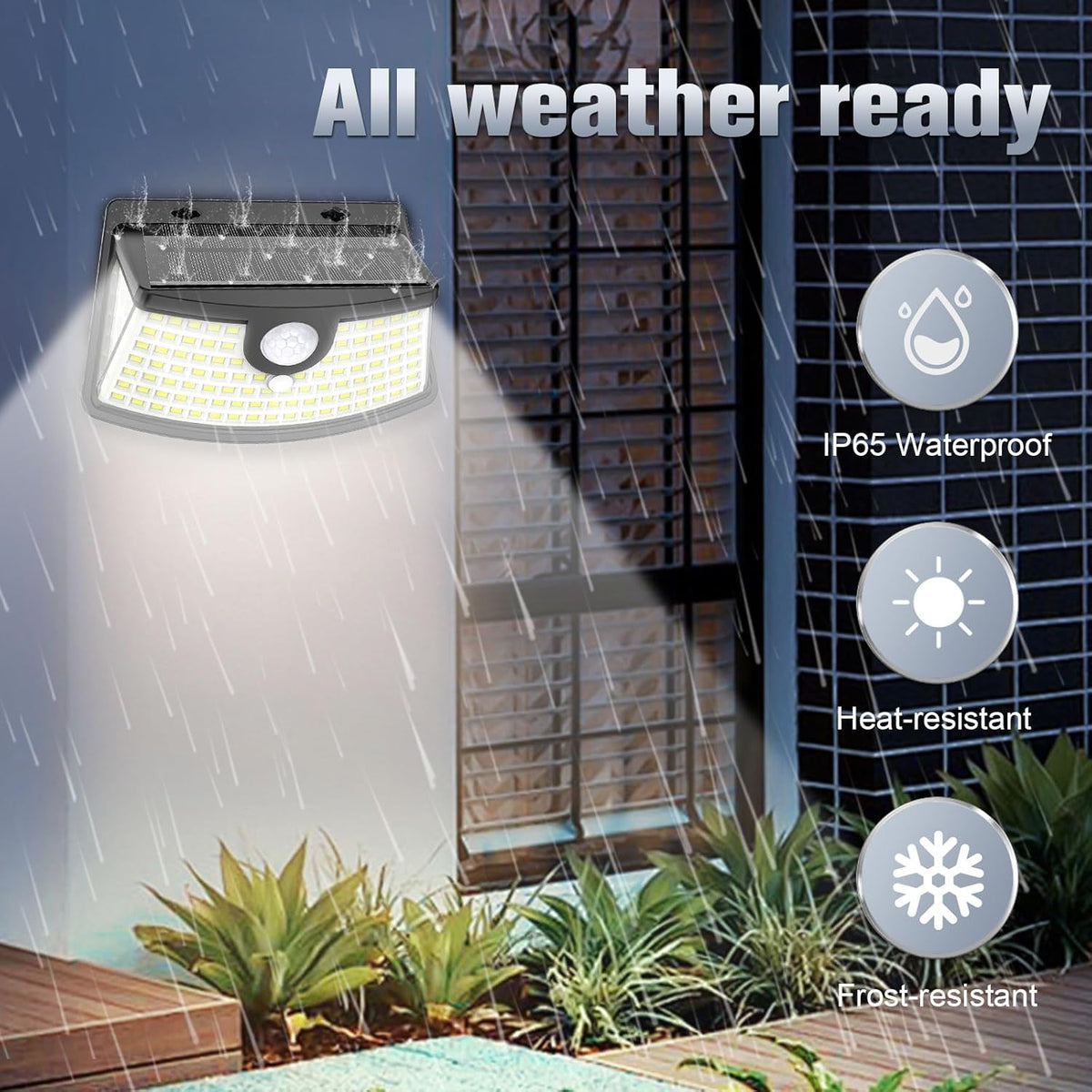 Aootek New Solar Motion Sensor Lights 120 LEDs with Lights Reflector,270° Wide Angle, IP65