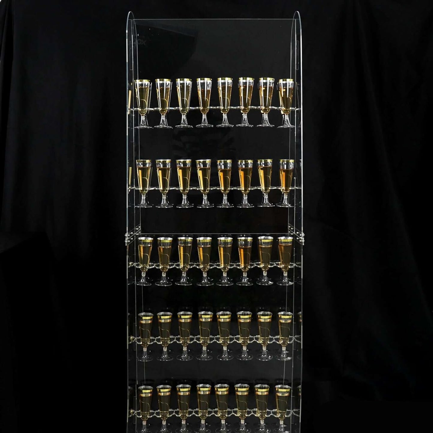 Tableclothsfactory 5ft Clear Acrylic 5-Tier Wine Glass Stemware Rack, Champagne Flute Holder Wall