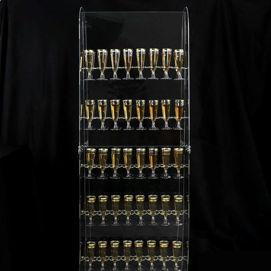 Tableclothsfactory 5ft Clear Acrylic 5-Tier Wine Glass Stemware Rack, Champagne Flute Holder Wall