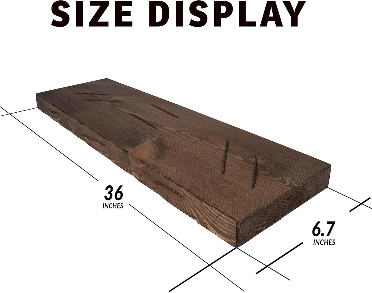 BGMG Floating Shelves 36 inch Long, Distressed,Wide Rustic Wooden Wall Shelves for Bathroom Living