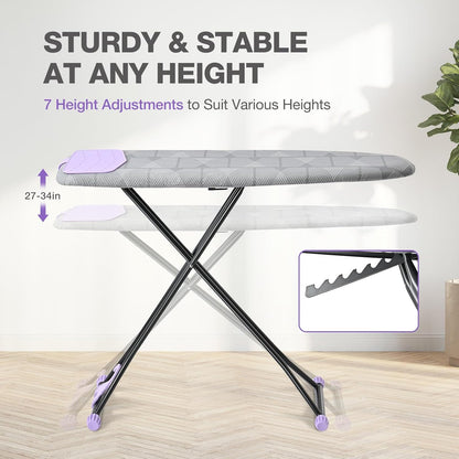 APEXCHASER Ironing Board with Iron Rest, Compact and Space Saver Iron Board, Extra Thick Cover