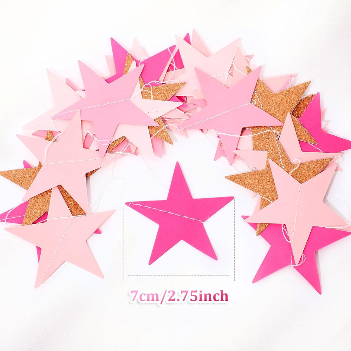 Patelai Glitter Star Garland Banner Decor 130 Feet Star Hanging Bunting Banner Twinkle Backdrop for