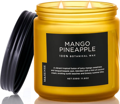 M&SENSE Mango Pineapple Tropical Scented Candle - 11.6oz Natural Soy Wax Non Toxic 70-Hour Burn
