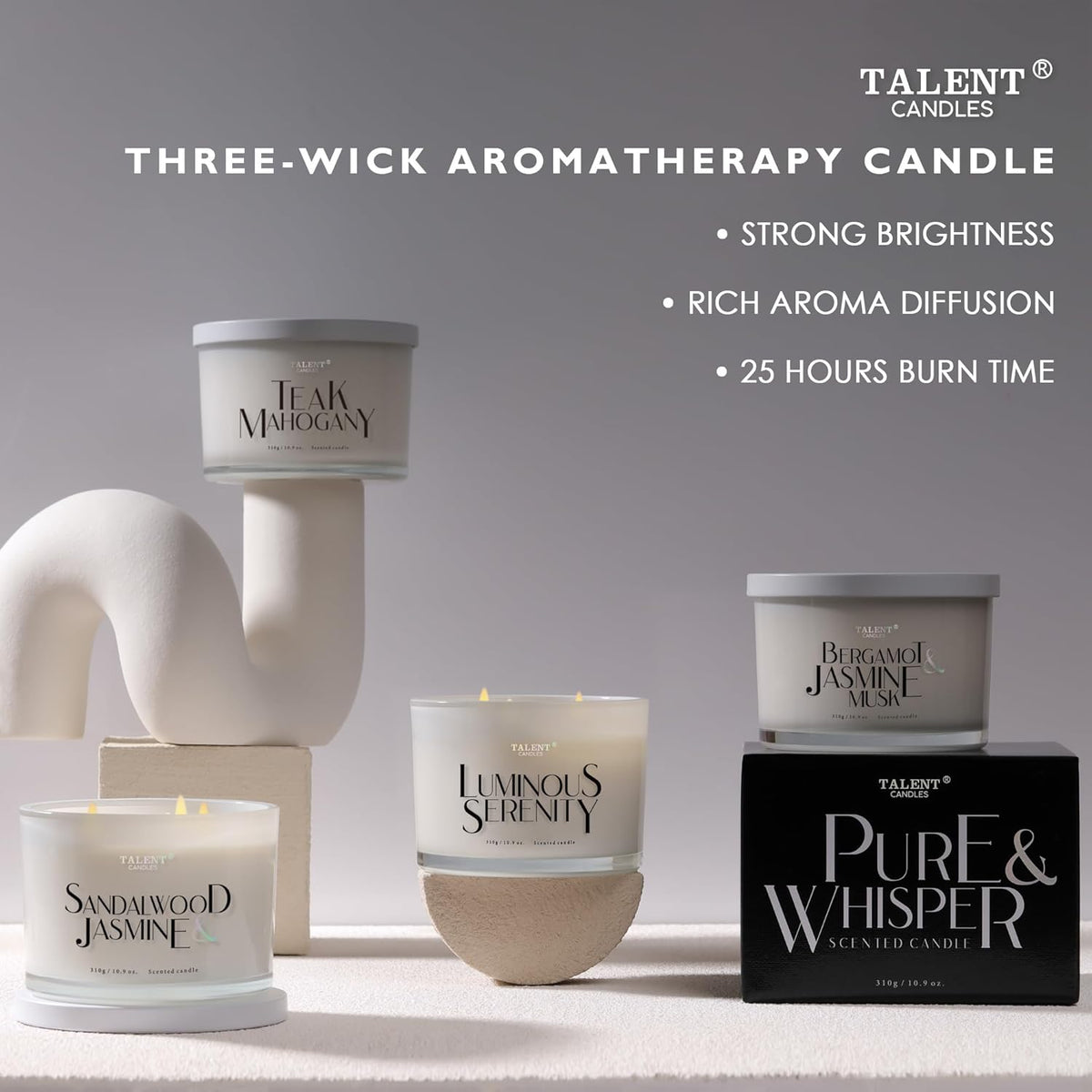 Scented Candles for Home - Large 3 Wick Jar Candles - Natural Soy Wax Candles Gifts for Women & Men