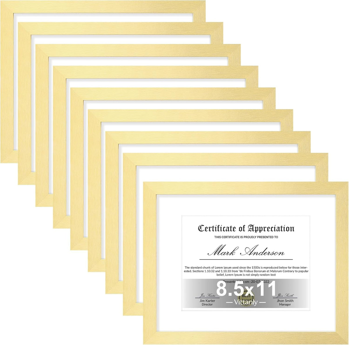 Vittanly 8.5x11 Picture Frames Set of 9, Shatter Resistant Plexiglass, Display 6x8 Pictures with