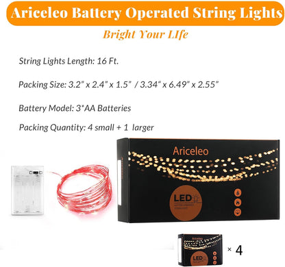 Led Fairy Lights Battery Operated, 4 Packs Mini Battery Powered Copper Wire Starry Fairy Lights for