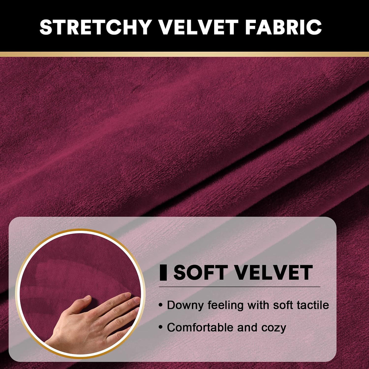 PrinceDeco Stretch Couch Cushion Covers Fitted Individual Seat Couch Slipcover Sets Velvet Fabric