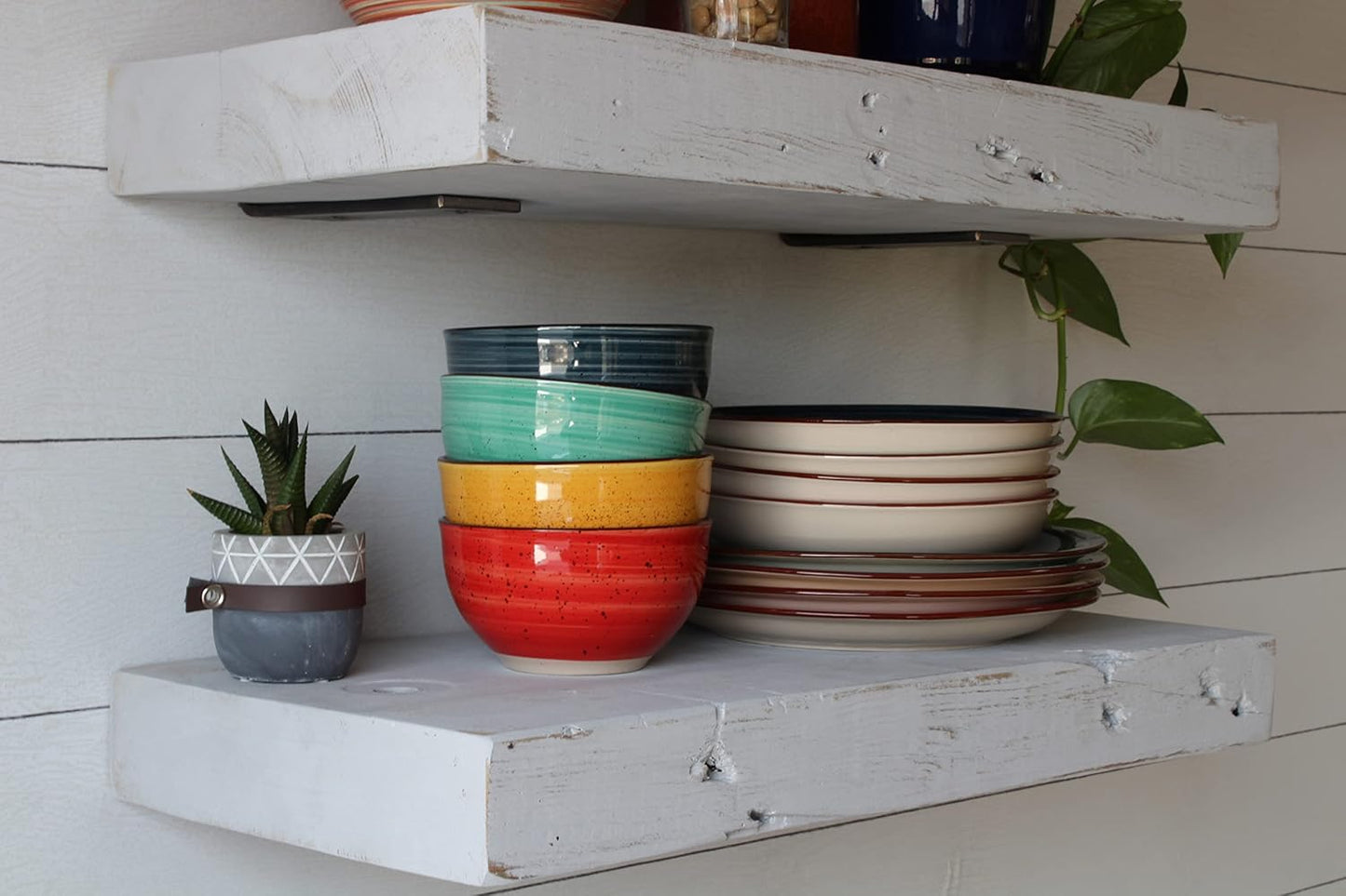 Urban Legacy Reclaimed Barn Joist Deep Floating Shelves | Deep Shelves with Low Profile Shelf
