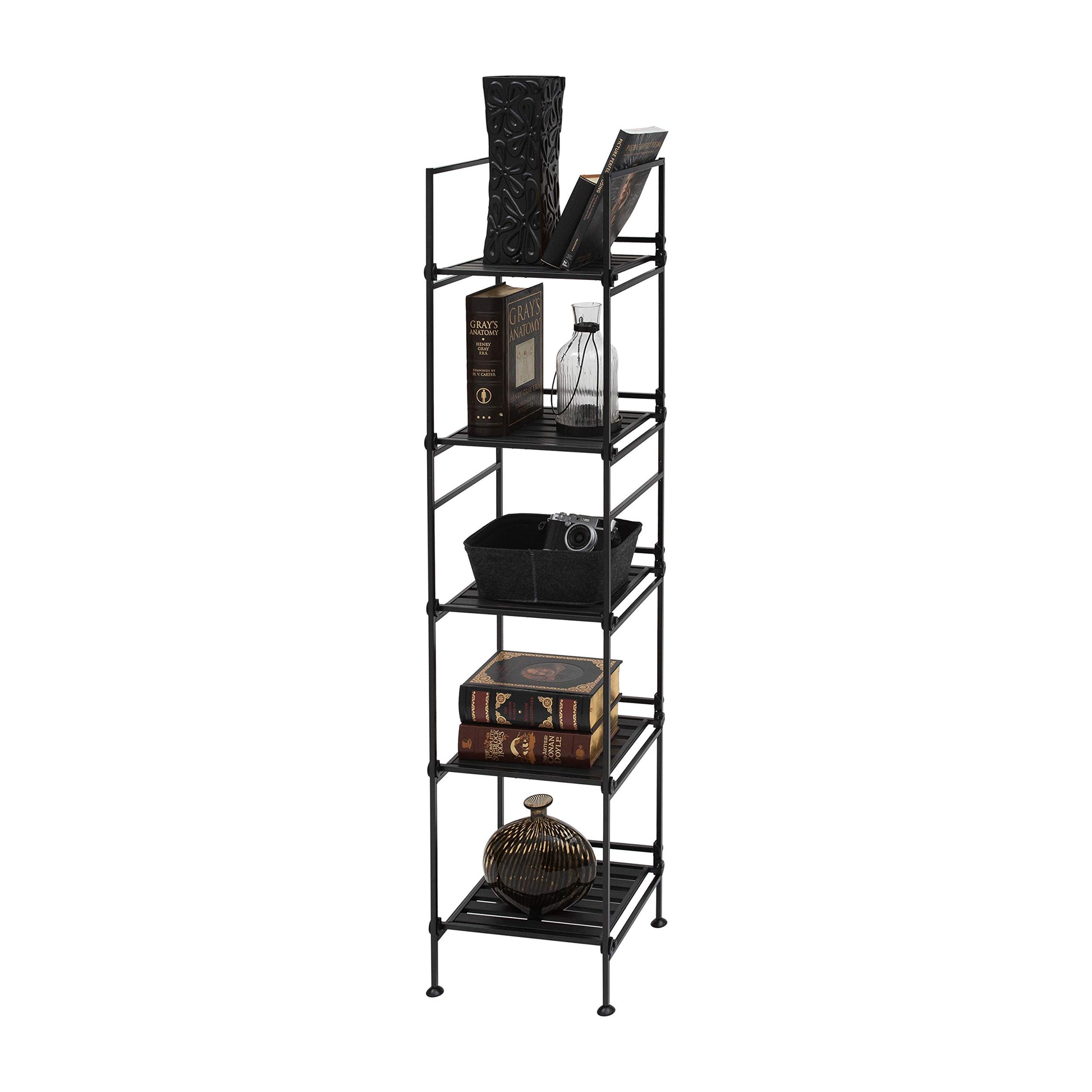 Organize It All 5 Tier Square Freestanding Shelf Unit for Bedroom, Bathroom, or Home Storage and